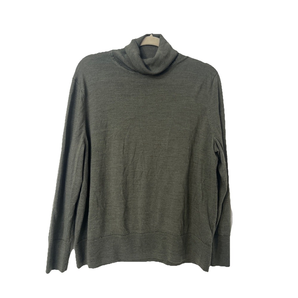 Gap Womens Sweater Turtleneck 100% Merino Wool XXL Knit Washable Green Old Money